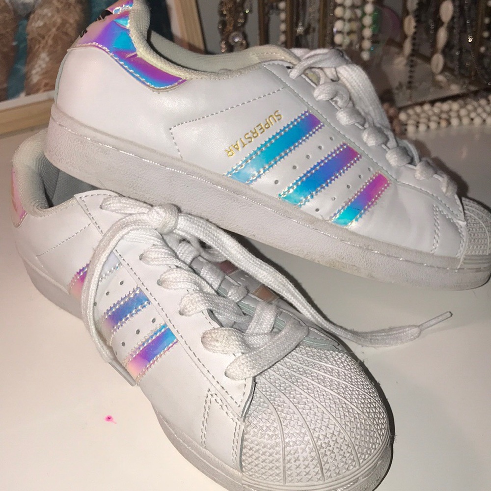 Holographic adidas shoes